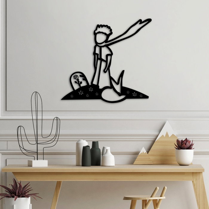 Wallity The Little Prince 3 Escultura de Pared de Metal Negra